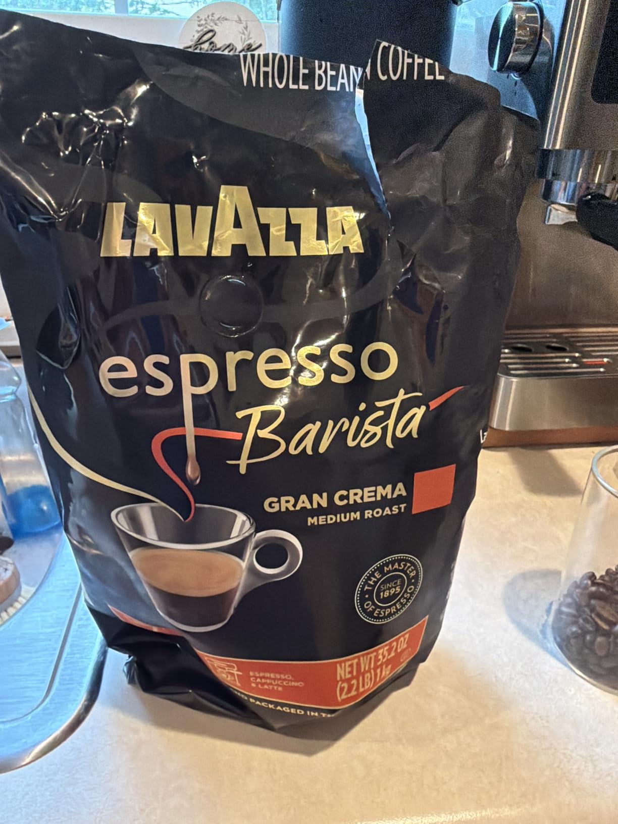 Lavazza Espresso Barista Gran Crema Whole Bean Coffee Blend, Medium Espresso Roast, Oz Bag (Packaging May Vary) - 2.2 LB, 35.2 Ounce customer photo 2