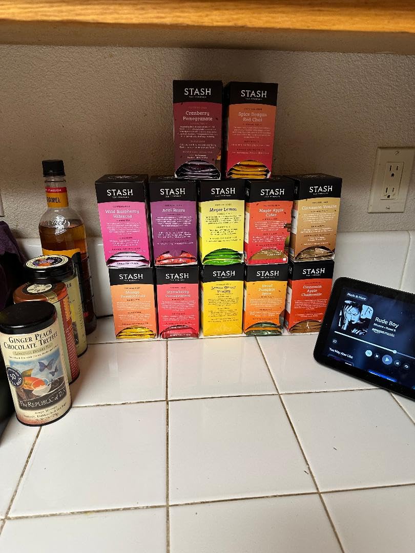 Stash Tea Fruity Herbal Tea 6 Flavor Tea Sampler, 6 boxes With 18-20 Tea Bags Each customer photo 1