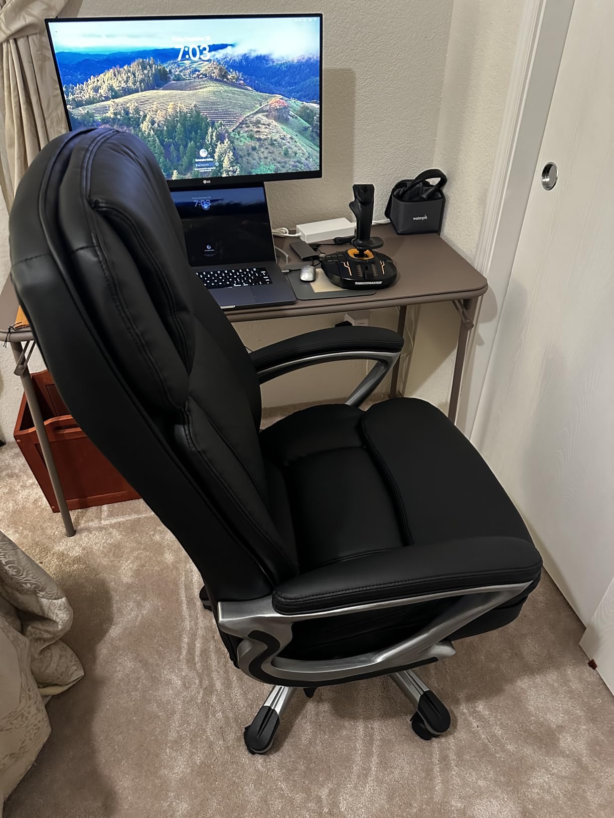 Serta Fairbanks Big and Tall Executive Office Chair - Ergonomic High Back Computer Desk Chair with Lumbar Support, Memory Foam Seat Cushion, Padded Armrests, Bonded Leather, 350 lb Capacity - Black customer photo 1