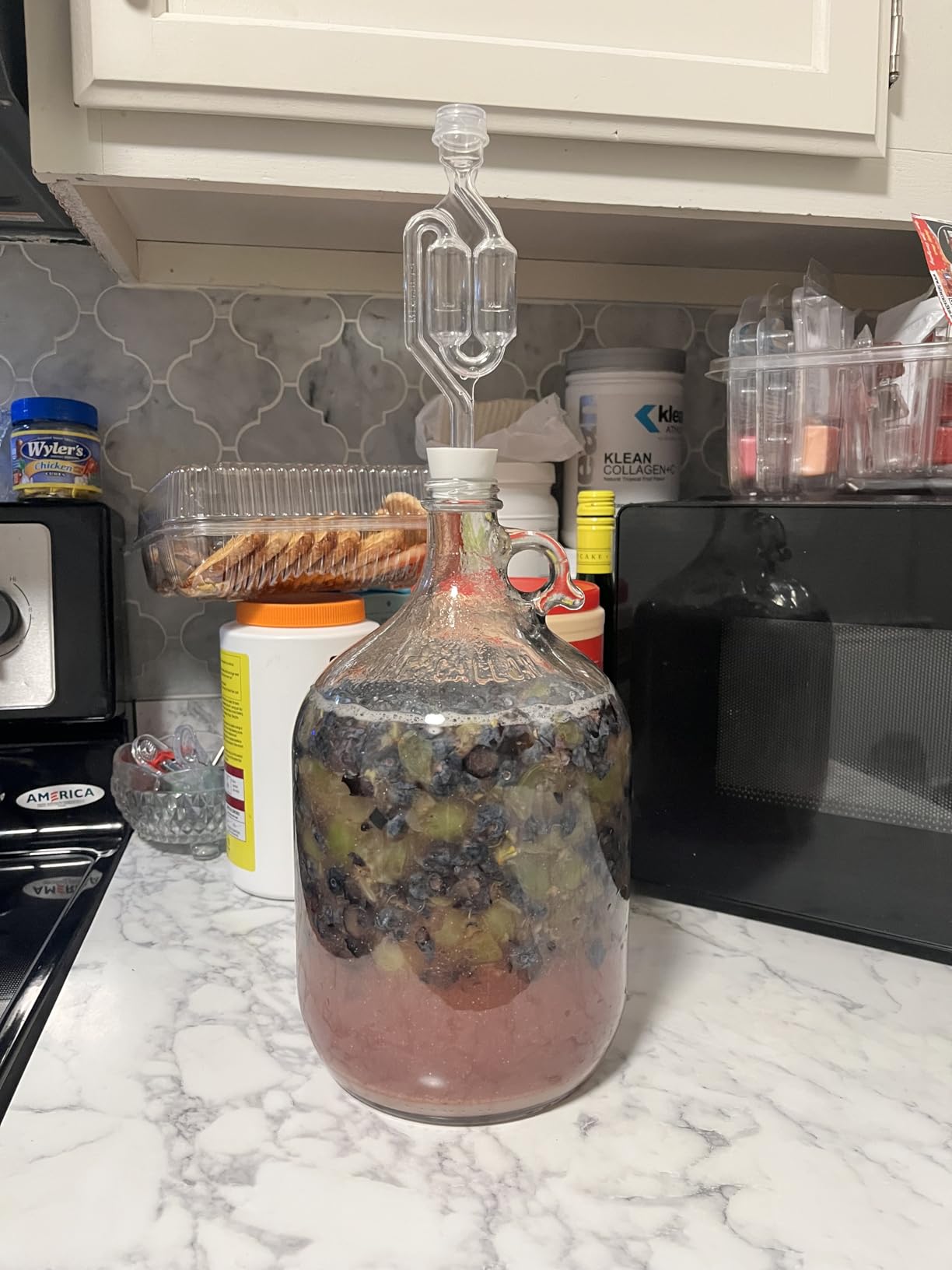 1 Gallon Glass Jug with Airlock, #6.5 Rubber Bung and Twin Bubble Design | Clear Fermentation Jug for beer, wine, cider & kombucha | Reusable food-grade construction for home brewing customer photo 2