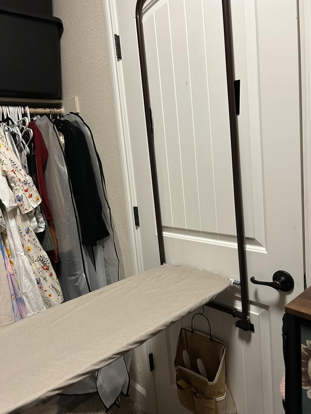 Household Essentials 144222 Over The Door Small Ironing Board with Iron Holder, Natural Cotton Cover Silver customer photo 1
