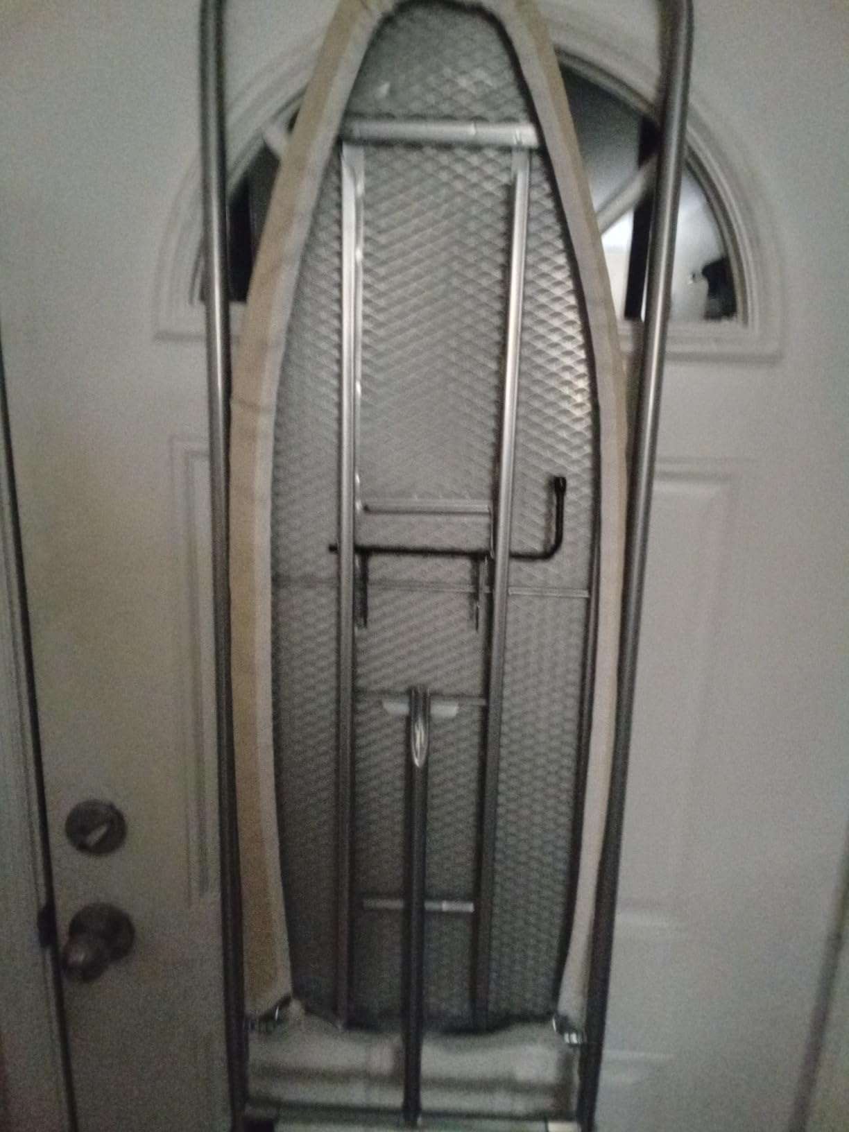 Household Essentials 144222 Over The Door Small Ironing Board with Iron Holder, Natural Cotton Cover Silver customer photo 2