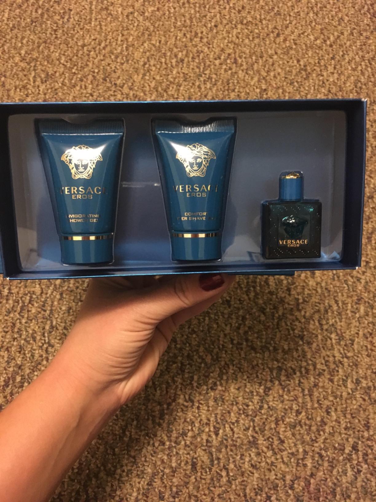 Versace Eros Perfume for Men 3 Piece Mini Gift Set - EDT Splash, Shower Gel & After Shave Balm customer photo 2