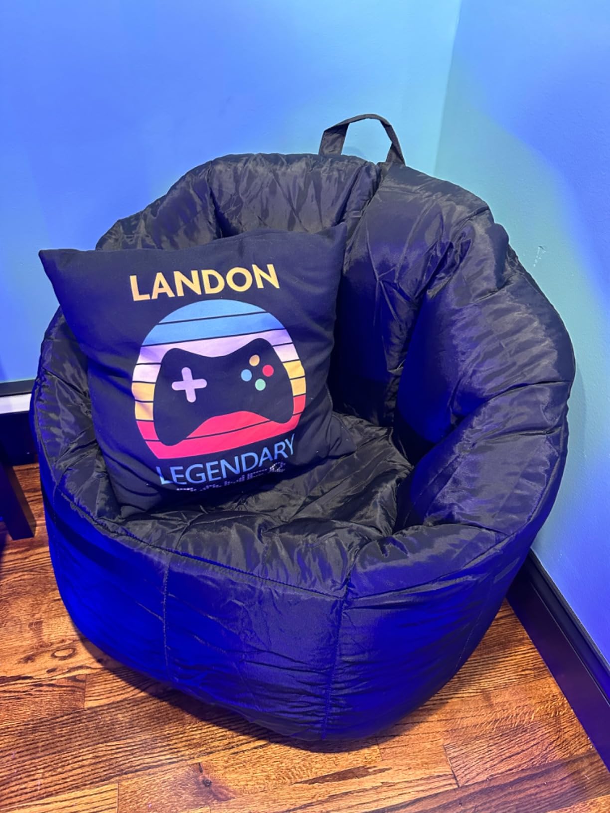 Big Joe Milano Beanbag Chair Stretch Limo Black Smartmax | Polystyrene Bean Filled, Refillable, Nylon Polyester, Adult-Sized Comfortable Seating, Supports Up to 250 lbs customer photo 2