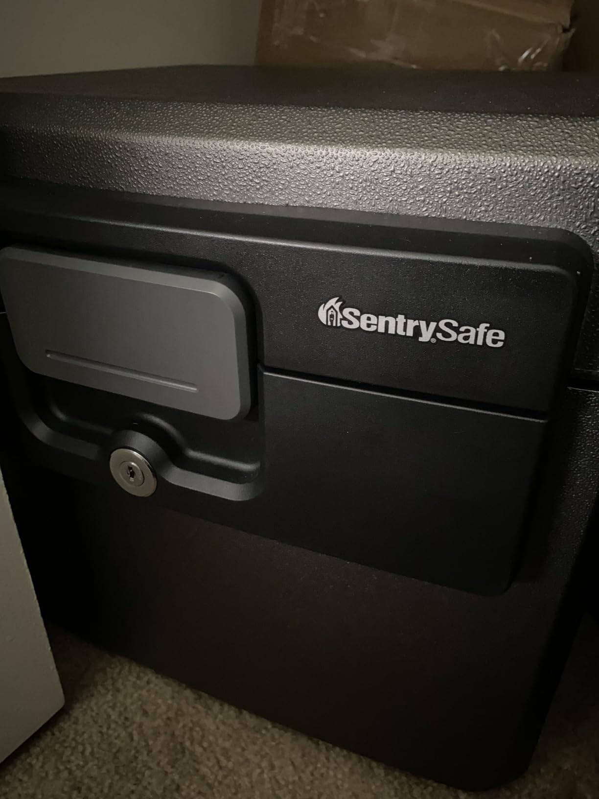 SentrySafe Black Fireproof and Waterproof Safe, File Folder and Document Box with Key Lock, 14.3 x 15.5 x 13.5 inches, HD4100 | UL Classified Fire and Water Resistant 0.65 Cu Ft File Box, Key Lock Protection, Organizes Hanging Folders, Documents customer photo 1