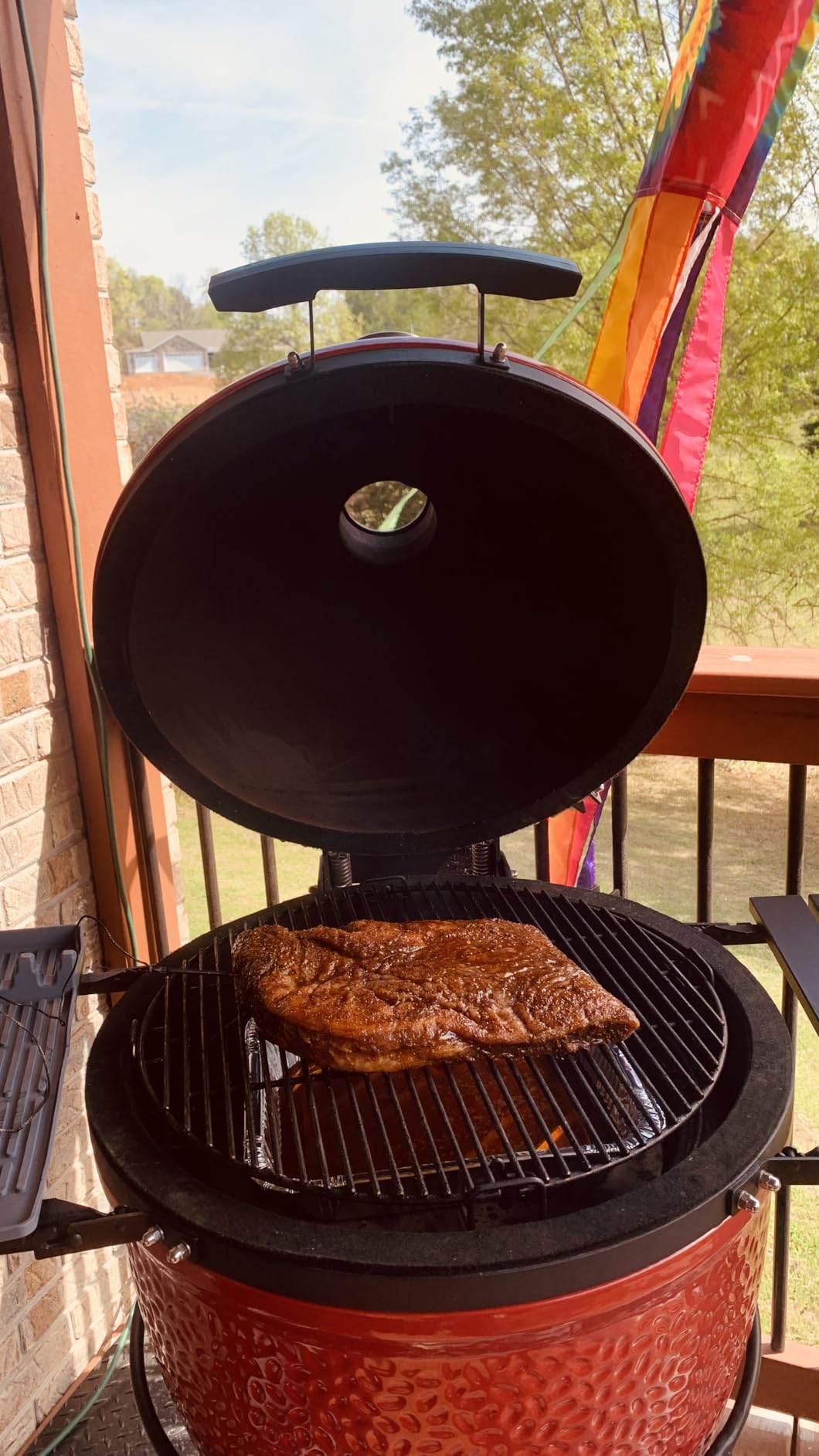 Kamado Joe Classic Joe I Premium 18-inch Ceramic Charcoal Grill and Smoker in Red with Cart, Side Shelves, Grill Gripper, and Ash Tool, Model KJ23RH customer photo 1
