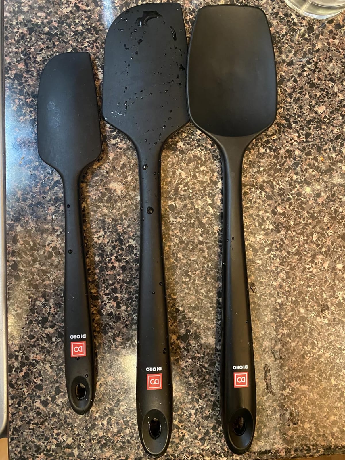 DI ORO Silicone Spatula Set - 600F Heat Resistant, 3-Pc Black | Rubber scraper won't scratch nonstick pans; For baking, cooking, mixing, and frosting; BPA-free and dishwasher safe customer photo 1