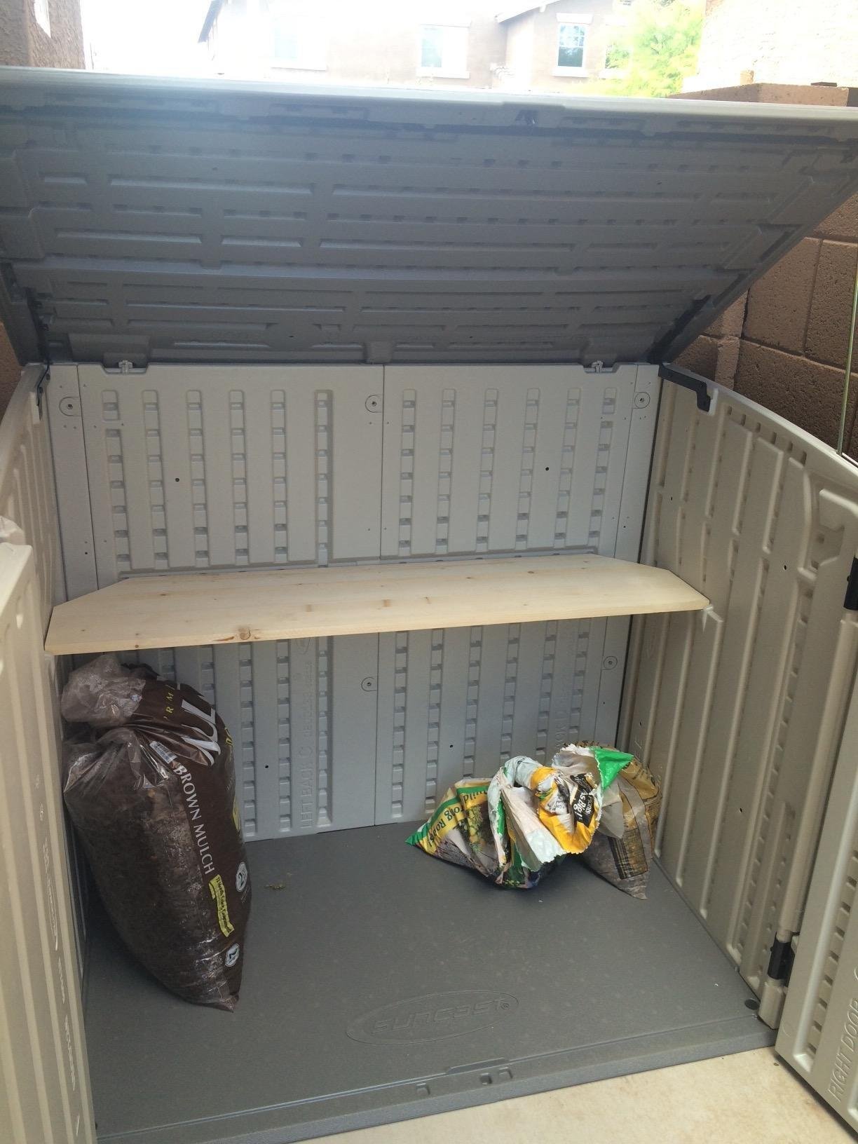 Suncast Horizontal Shed, Compact Outdoor Storage System, 34 Cu. Ft. Capacity, Sand & Slate - Lockable Multi-Wall Resin Organizer customer photo 1