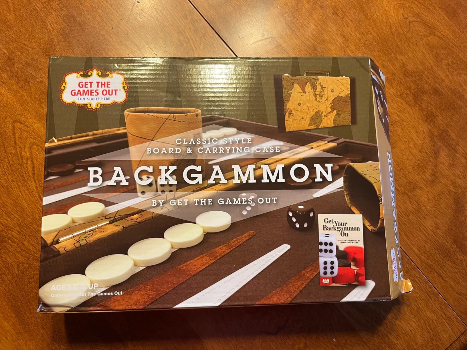 Get The Games Out Backgammon Set | Medium | Brown | 2 Players | Foldable leatherette case | 15 pieces | Strategy & tip guide | Family game nights & travel customer photo 1