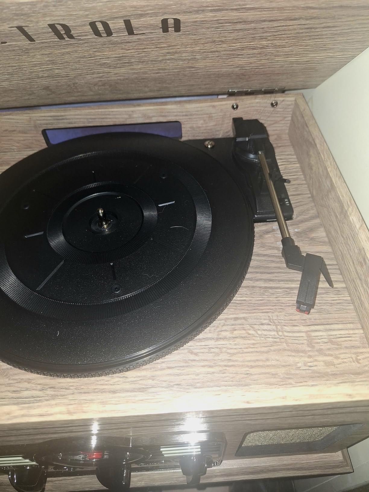 Victrola Quincy - 6-in-1 Bluetooth Record Player - Mahogany | Plays vinyl, CD, cassette and FM radio through built-in stereo speakers customer photo 2
