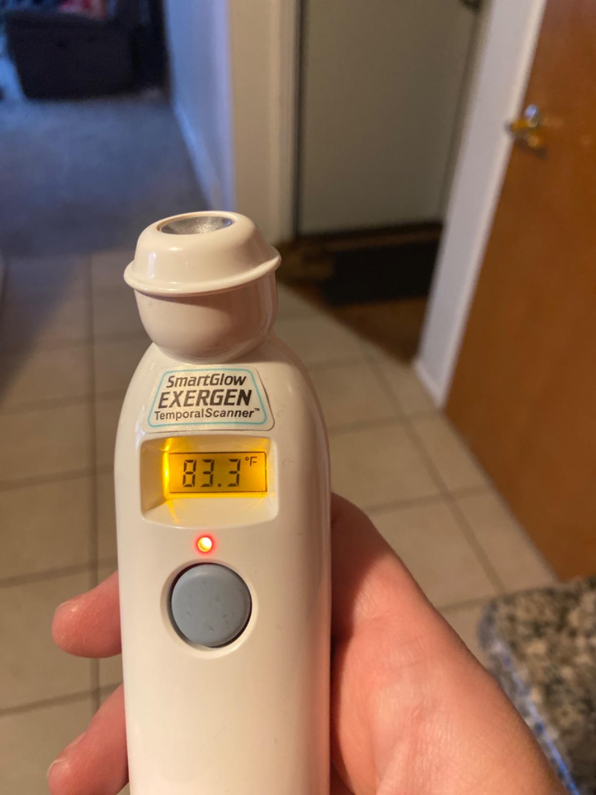 Exergen TAT-2000C Temporal Artery Forehead Thermometer for Baby Kids Adults | Displays Temperature Reading, Soft Glow, Silent Mode, Wipe Clean Sensor, 8 Reading Memory, 9V Battery Included for Family Use customer photo 1