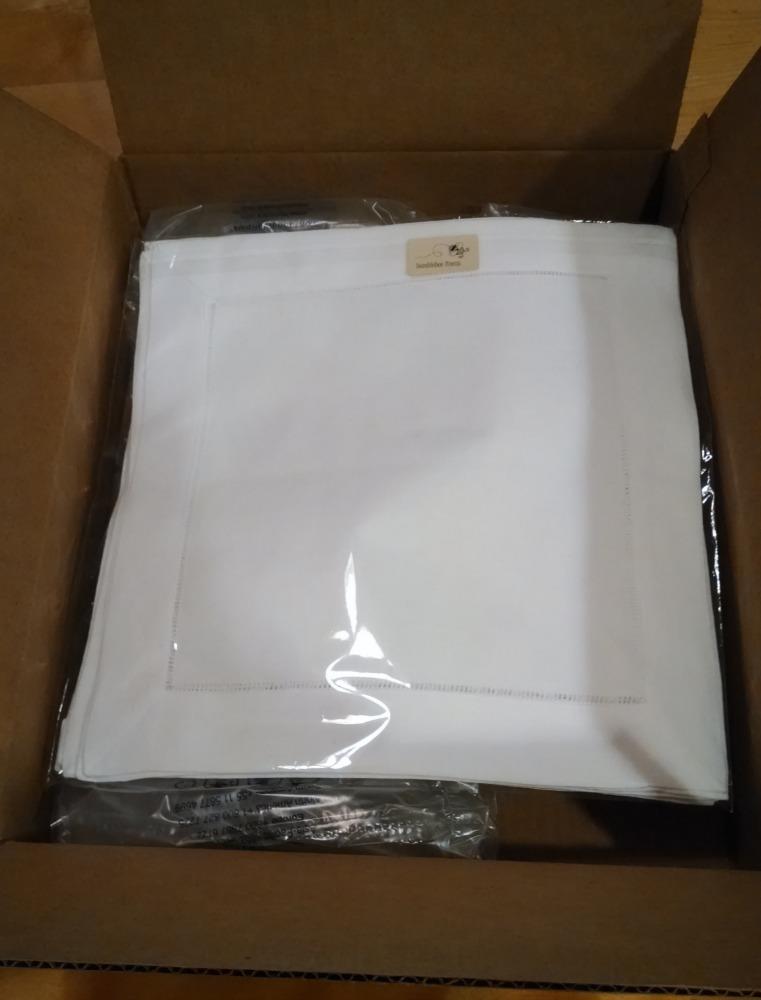 White Linen Hemstitched Tea Napkins Set of 6 customer photo 1