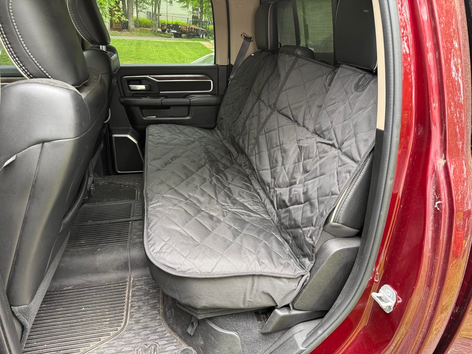 4Knines Dog Rear Seat Cover for Fold Down Seats - Fitted, Black Regular | Heavy-duty split design fits 60/40 and 50/50 fold-down seats. No Hammock. K9-Shield waterproof layer. Non-slip backing. customer photo 1