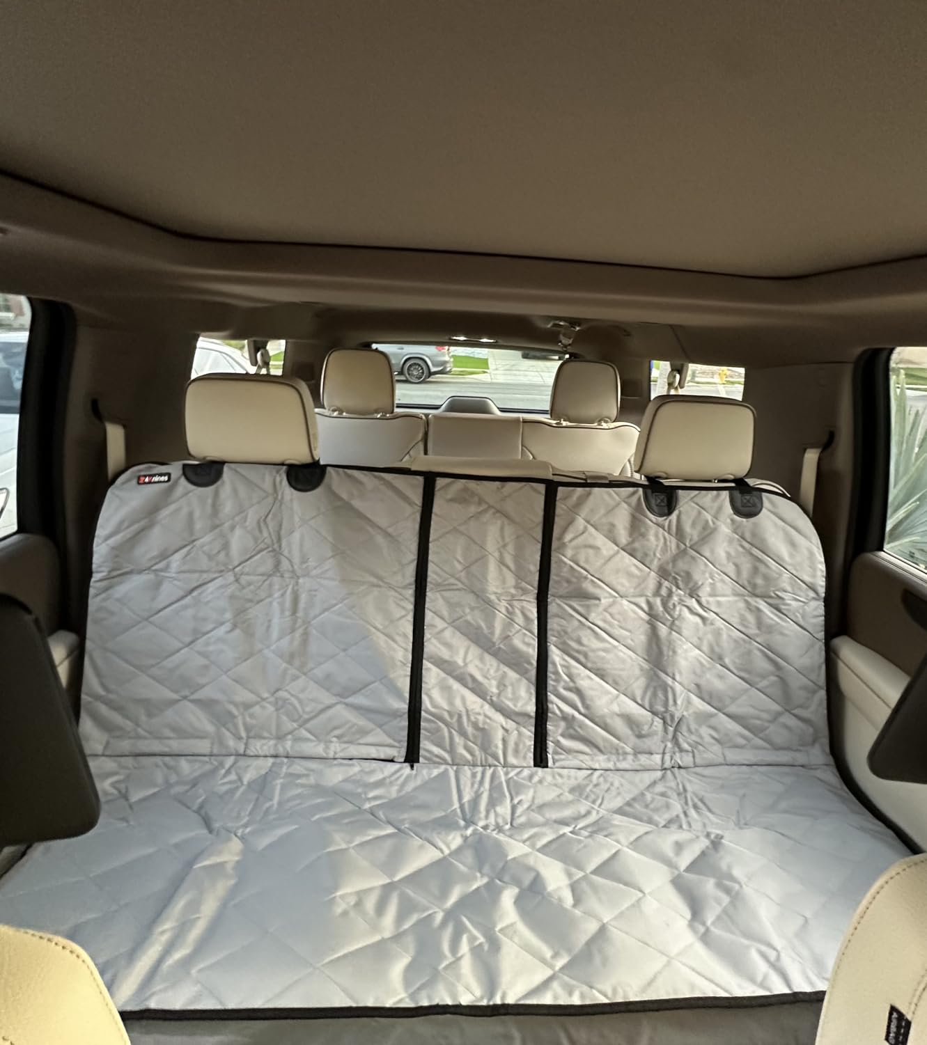 4Knines Dog Rear Seat Cover for Fold Down Seats - Fitted, Black Regular | Heavy-duty split design fits 60/40 and 50/50 fold-down seats. No Hammock. K9-Shield waterproof layer. Non-slip backing. customer photo 2