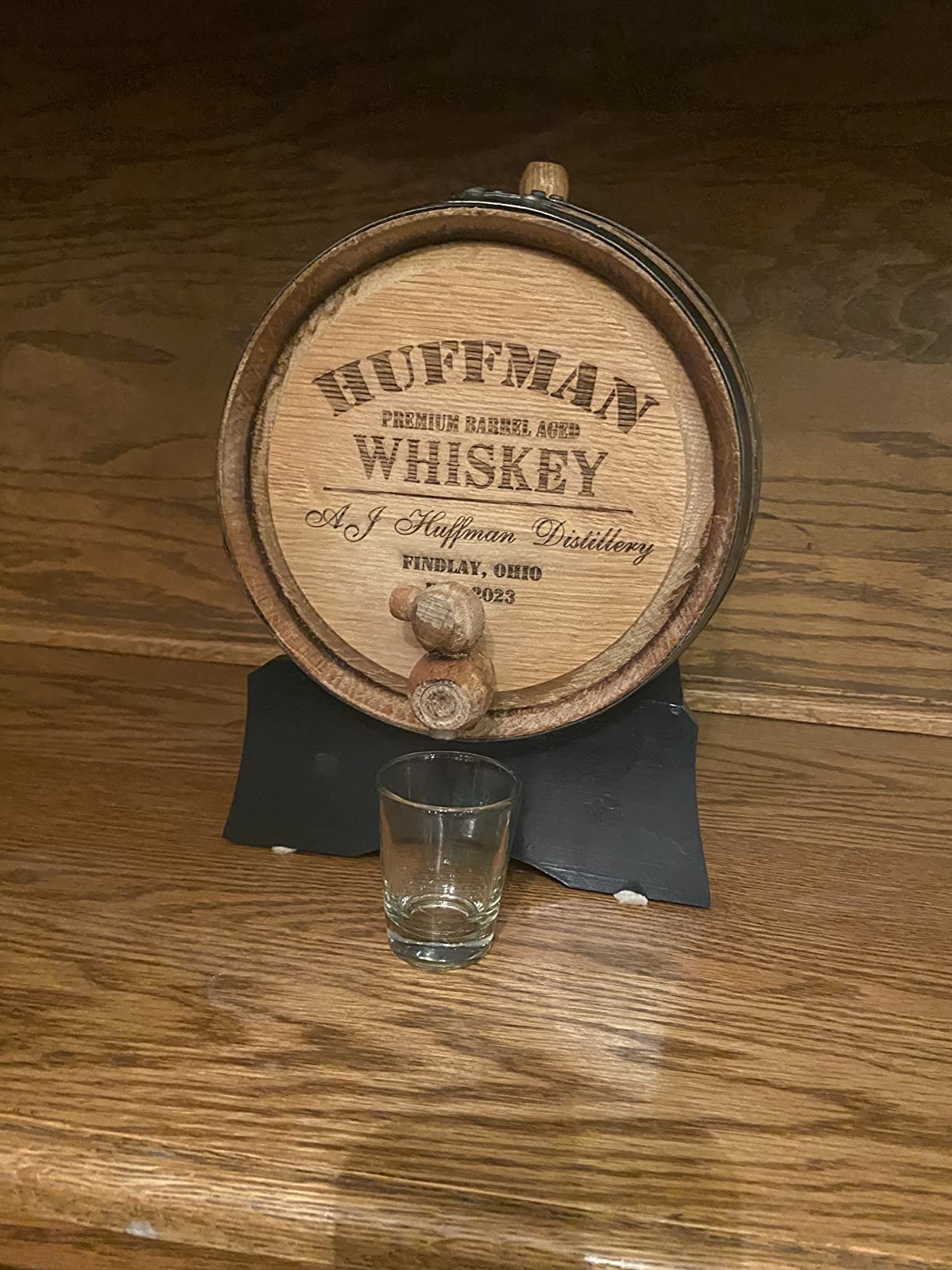 Personalized 1 Liter Charred American Oak Aging Barrel & Liquor Dispenser | Home Distilling Kit With Wood Stand, Bung & Spigot, 1L Mini Whiskey Barrel Keg for Aging Bourbon, Rum, Wine & Cocktails customer photo 1