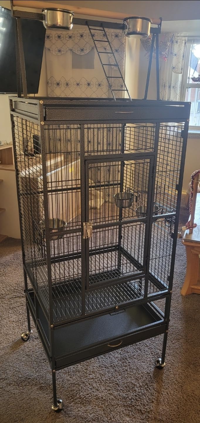 Yaheetech 69 Inch Large Bird Cage, Rolling Parrot Cage for Parakeets Cockatiels with Play Top, Slide-Out Tray, Rolling Stand customer photo 2