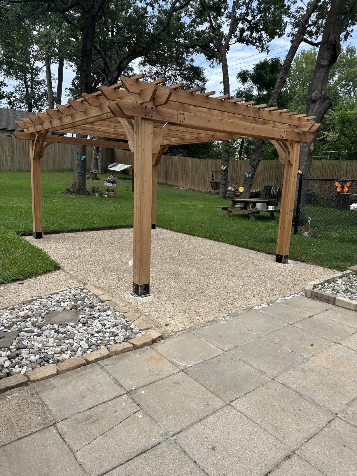 Backyard Discovery Beaumont 12' x 10' Traditional Cedar Wood Pergola Kit with Trellis Roof, All-Season Durability, High-Wind Rating, PowerPort, Shade for Outdoor Patio, Deck, Garden, and Entertaining customer photo 1
