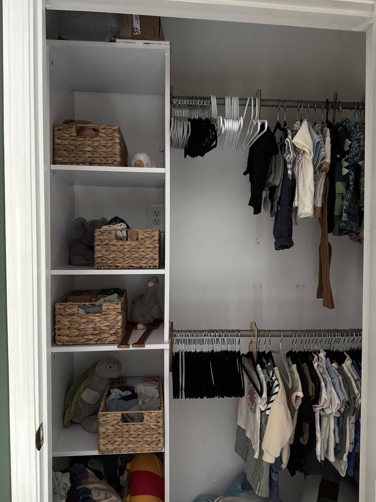 ClosetMaid SuiteSymphony Wood Closet Organizer Starter Kit with Tower and 3 Hang Rods, Shelves, Adjustable, Fits Spaces 4 - 9 ft. Wide, Natural Gray customer photo 1