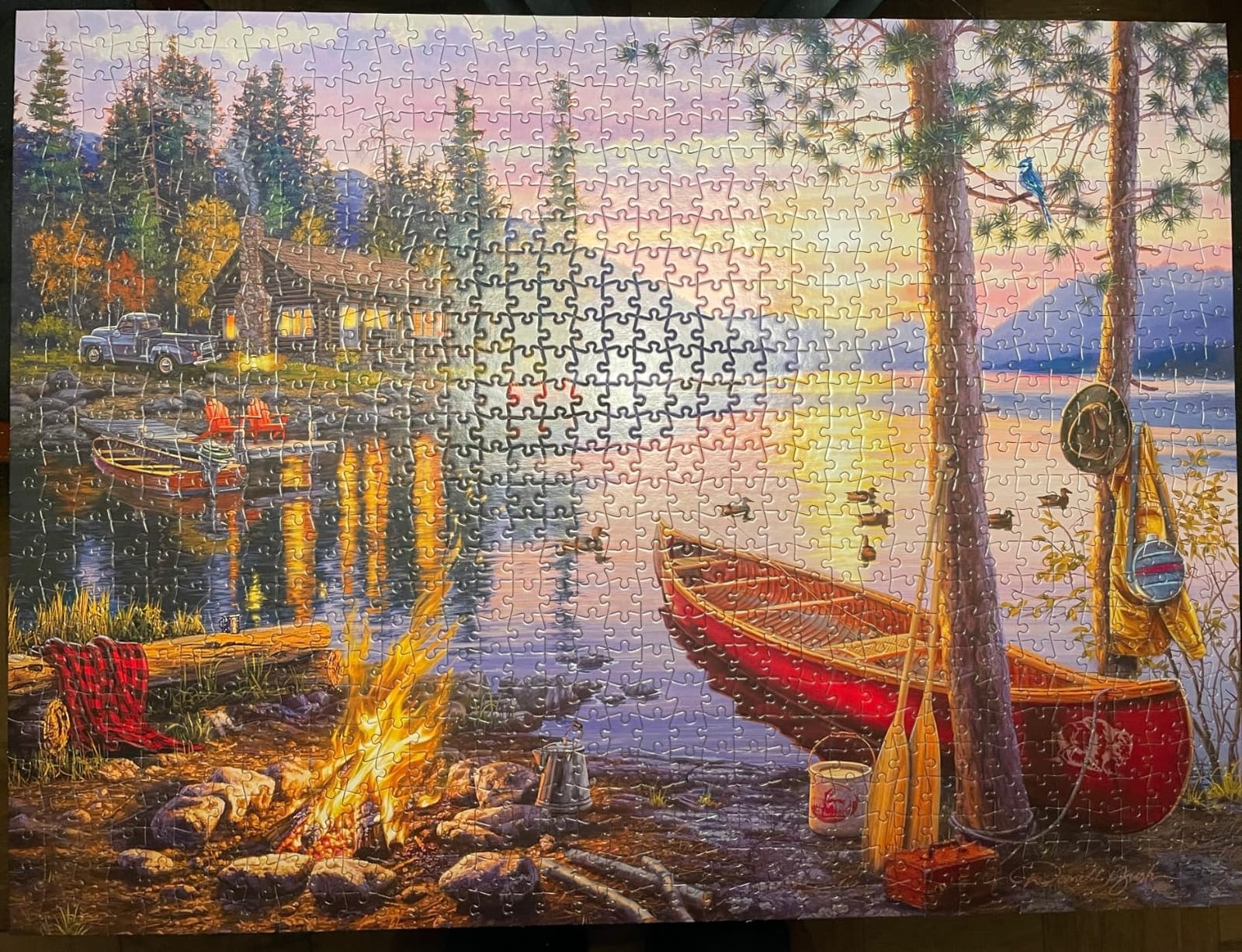 Buffalo Games Darrell Bush Canoe Lake Jigsaw Puzzle, 1000 Piece - Full-Size Reference Poster, Recycled Materials customer photo 1