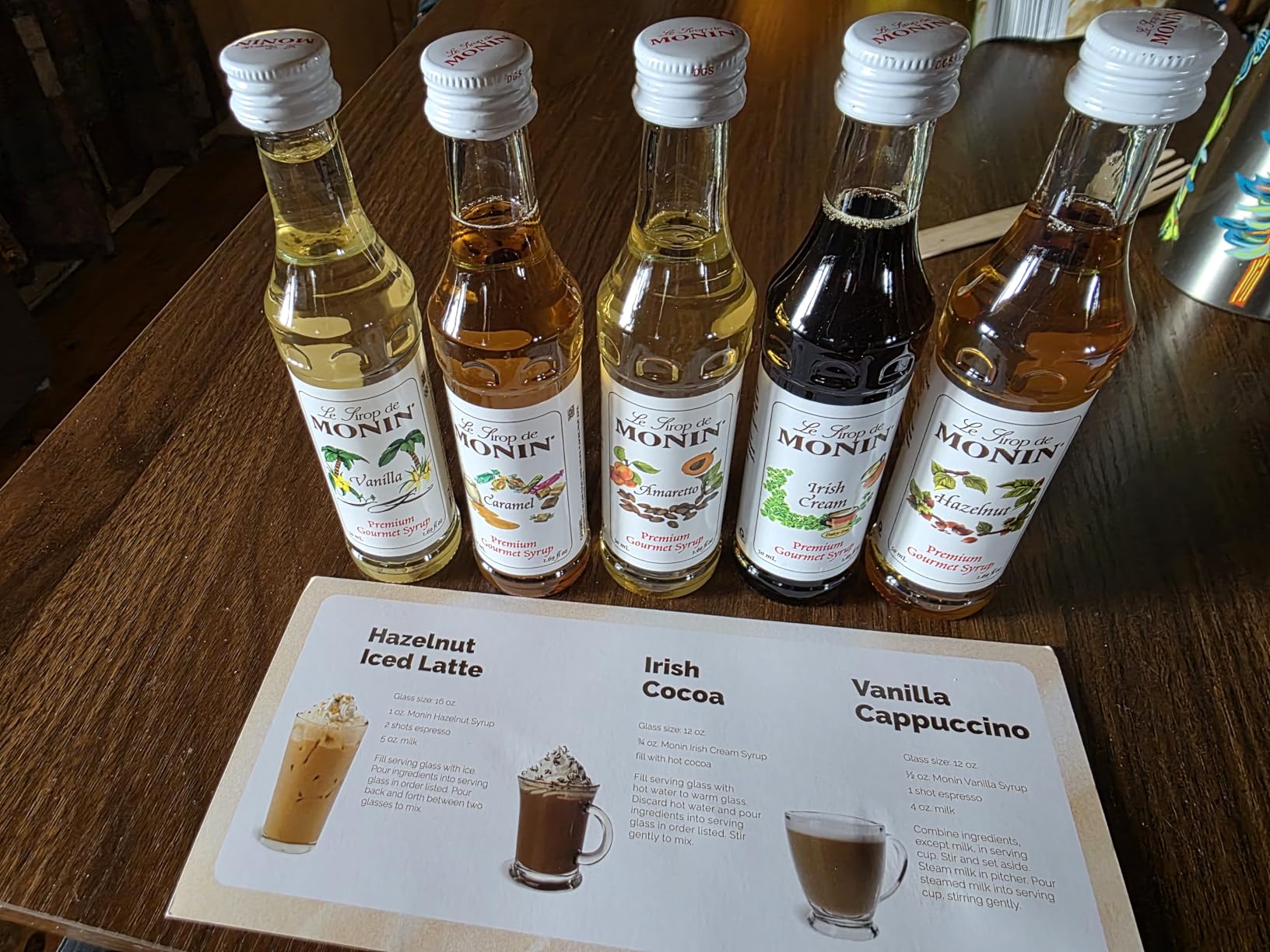Monin Coffee Syrup Variety Pack for Drinks- 50 ml / 1.69 fl oz Each, 5 Pack customer photo 1