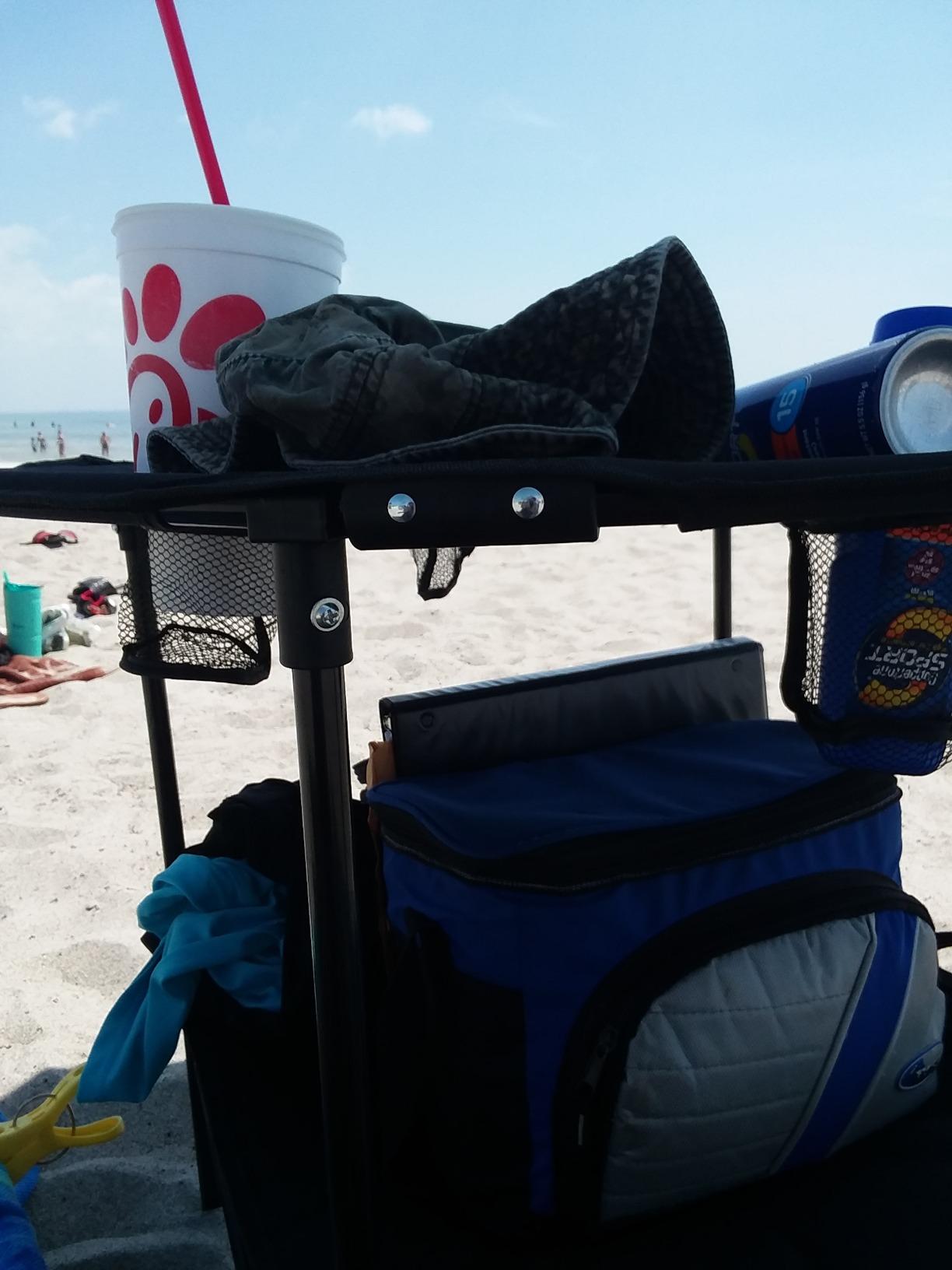 Preferred Nation | 2 Tier Folding Camping Table with 4 Mesh Cup Holders Black | Polyester with Metal Frame | Compact, Convenient Carry Case Included | Side Table for Tailgate customer photo 2