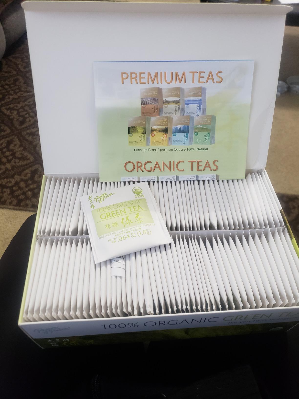 Prince of Peace Organic Green Tea, 100 Tea Bags - 100% Organic Green Tea - Unsweetened Green Tea - Lower Caffeine Alternative to Coffee - Herbal Health Benefits customer photo 1