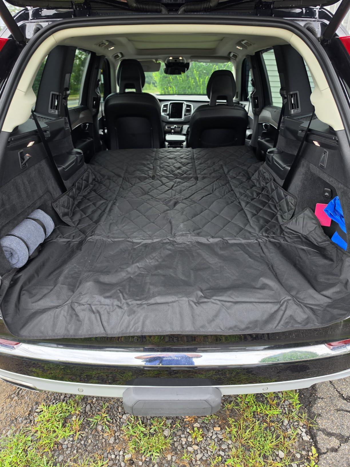 SUV Cargo Liner for Dogs, Fold Down Seats, Black Large | Heavy-duty split design for 60/40 and 50/50 fold-down seats. K9-Shield waterproof protection and non-slip backing. customer photo 1