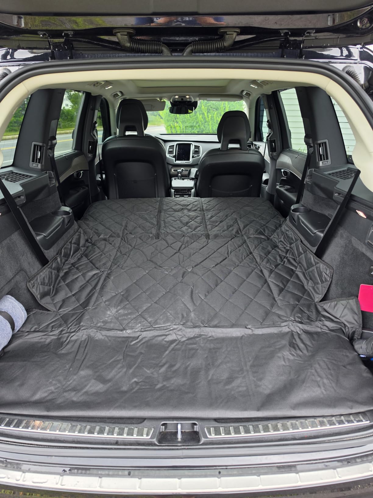 SUV Cargo Liner for Dogs, Fold Down Seats, Black Large | Heavy-duty split design for 60/40 and 50/50 fold-down seats. K9-Shield waterproof protection and non-slip backing. customer photo 2