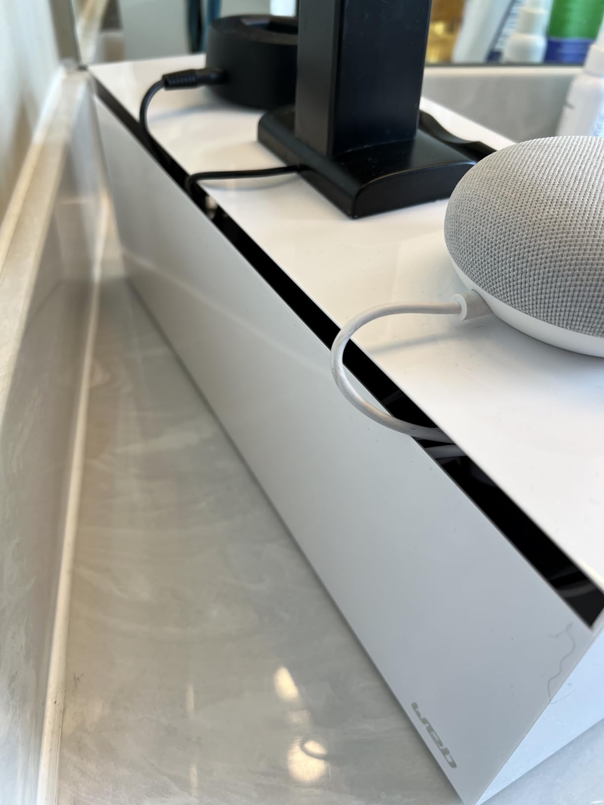 Yamazaki Home Cable Management Box - Cord Organizer Box with Lid, Minimalist Cable Storage for Office, ABS Plastic | Sleek cable storage container for office spaces. Removable lid prevents dust buildup. customer photo 2