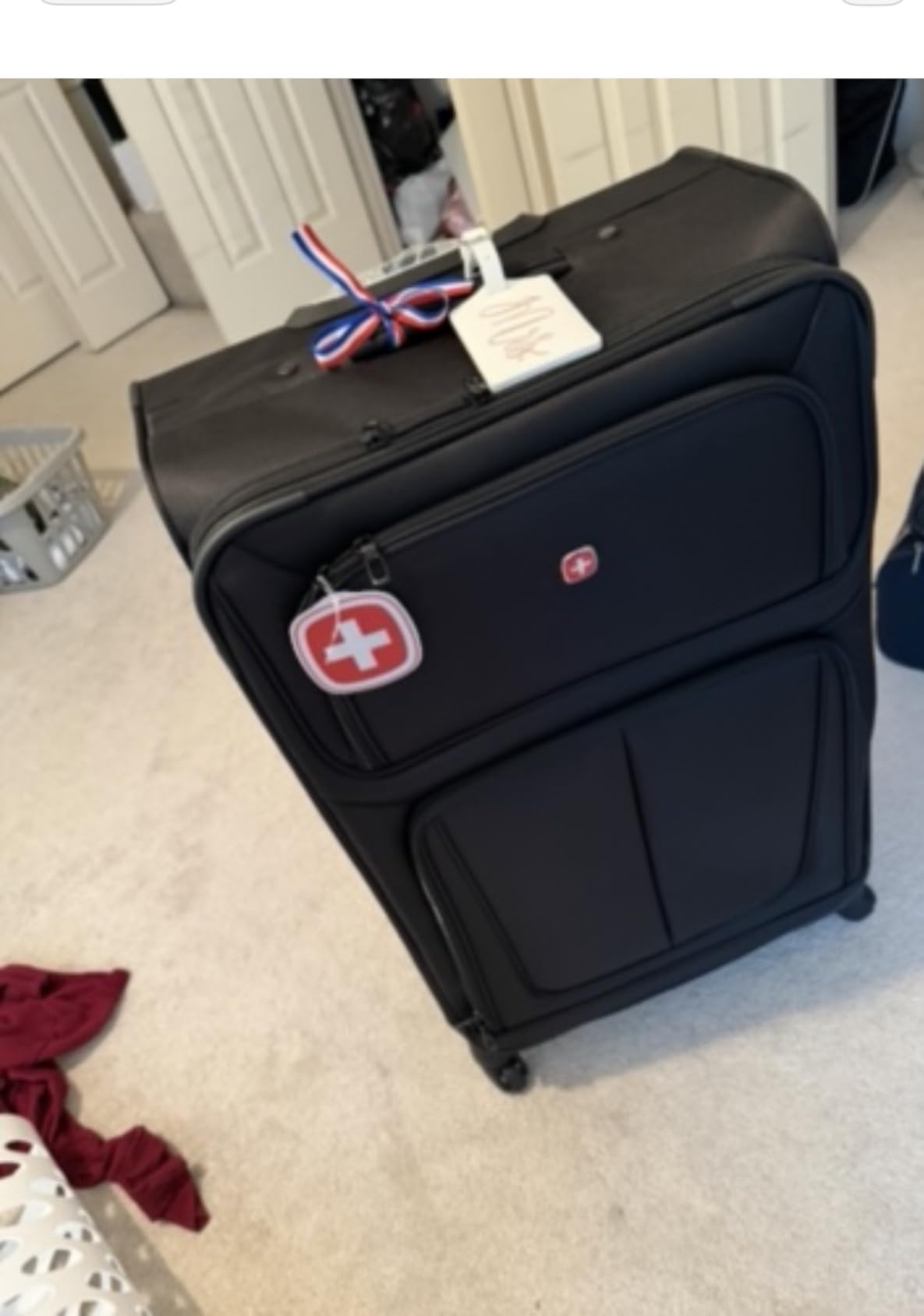 Samsonite Sion Softside Expandable Spinner Luggage Durable Lightweight Travel Suitcase, Dark Grey, Checked-Medium customer photo 2