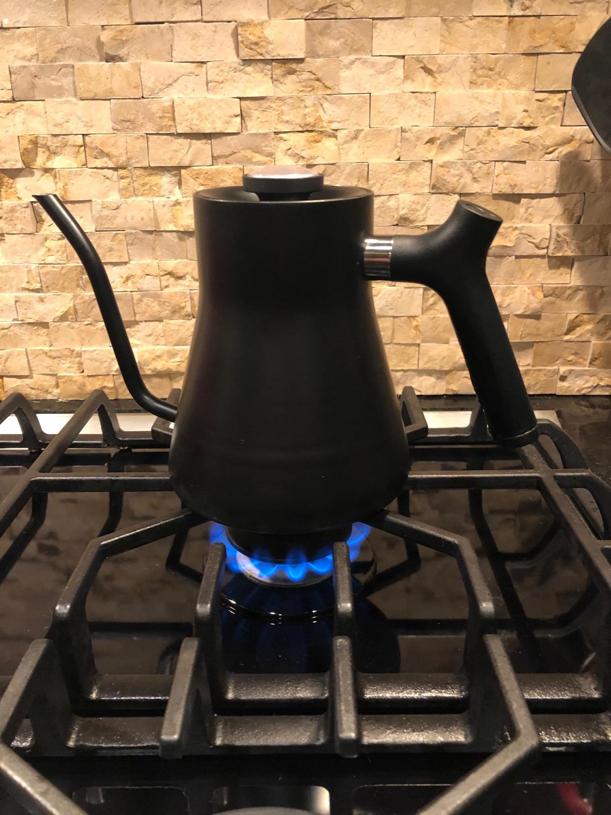 Fellow Stagg Gooseneck Pour Over Kettle for Coffee & Tea - Precision Spout | Brew-Range Thermometer, Stainless Steel, Balanced Handle, Stovetop Teapot for Gas and Electric, 1 Liter, Matte Black customer photo 2