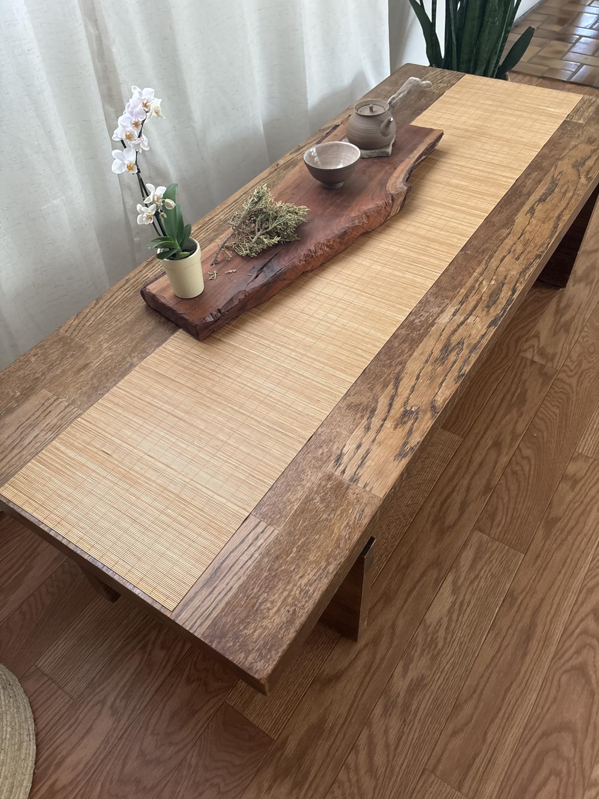 YOY Tea Ceremony - Kung Fu Tea Set Mat Natural Bamboo Tablemat Slat Handmade Bamboo Sticks Decor Placemat Tea Table Runner 12 By 59-Inch,Coffee customer photo 2