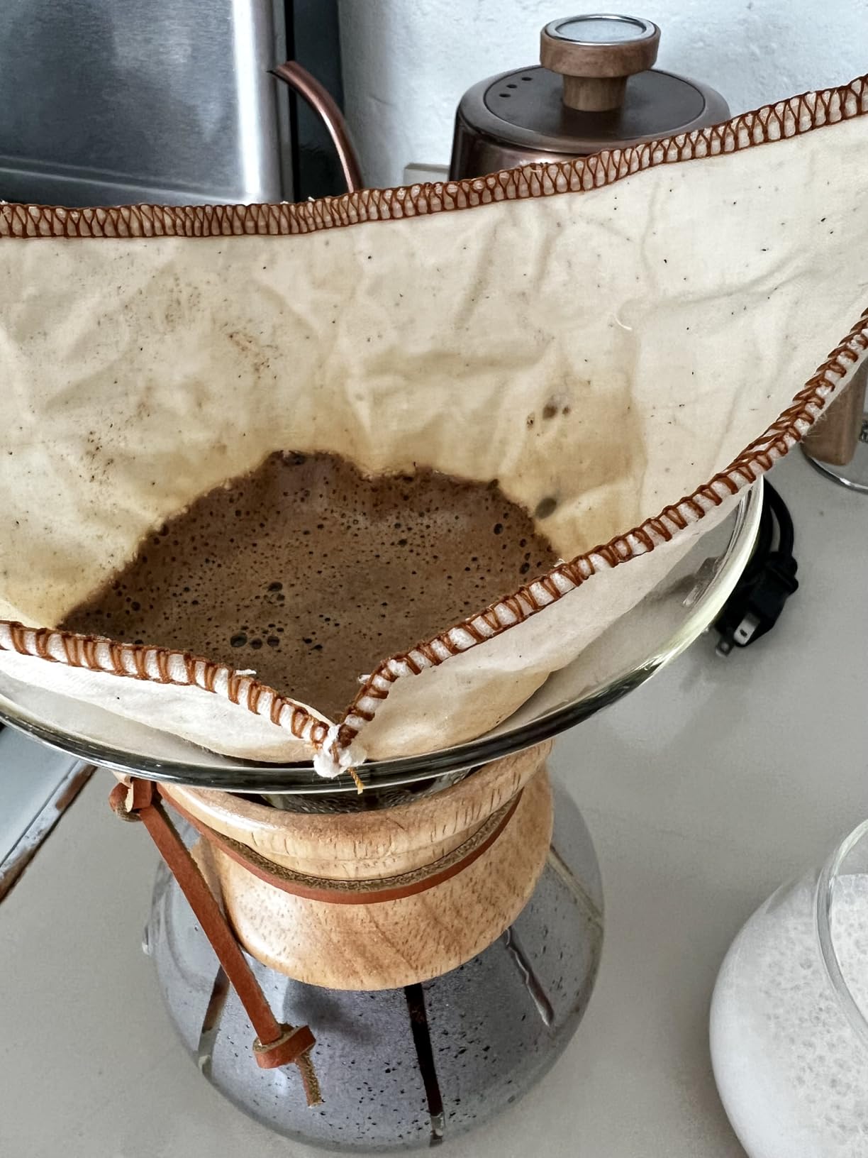 CoffeeSock 'The Original' Reusable 100% Organic Cotton Coffee Filters - 2 pk - Fits Chemex 6-13 Cup Coffee Makers | Coffee Sock Cloth Coffee Filter | Zero-Waste & Eco-Friendly customer photo 1