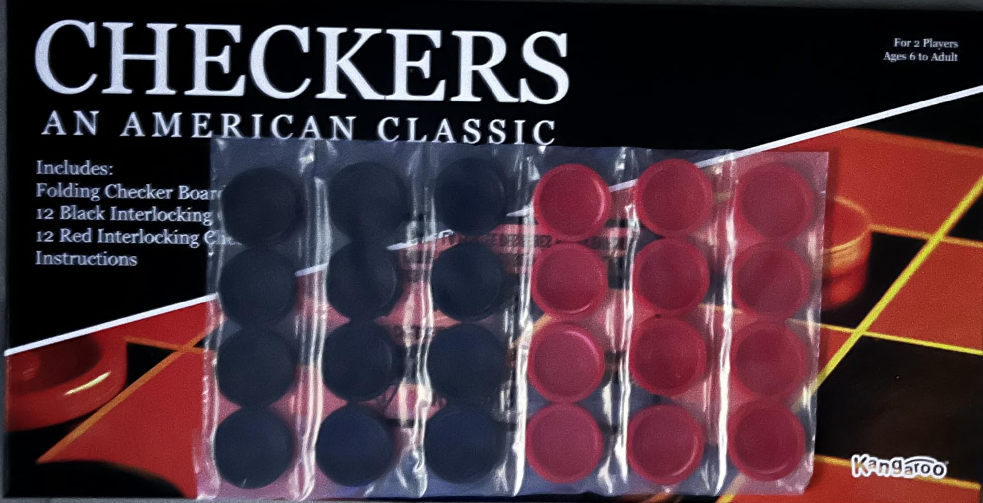 Kangaroo - Multiplayers Strategy Checker Board Game for Kids & Adults - Portable Educational Travel Cardboard Checkers - Includes Large Board w/ 24 Checkers (12 Red and 12- Black) 15x15 Inches customer photo 1