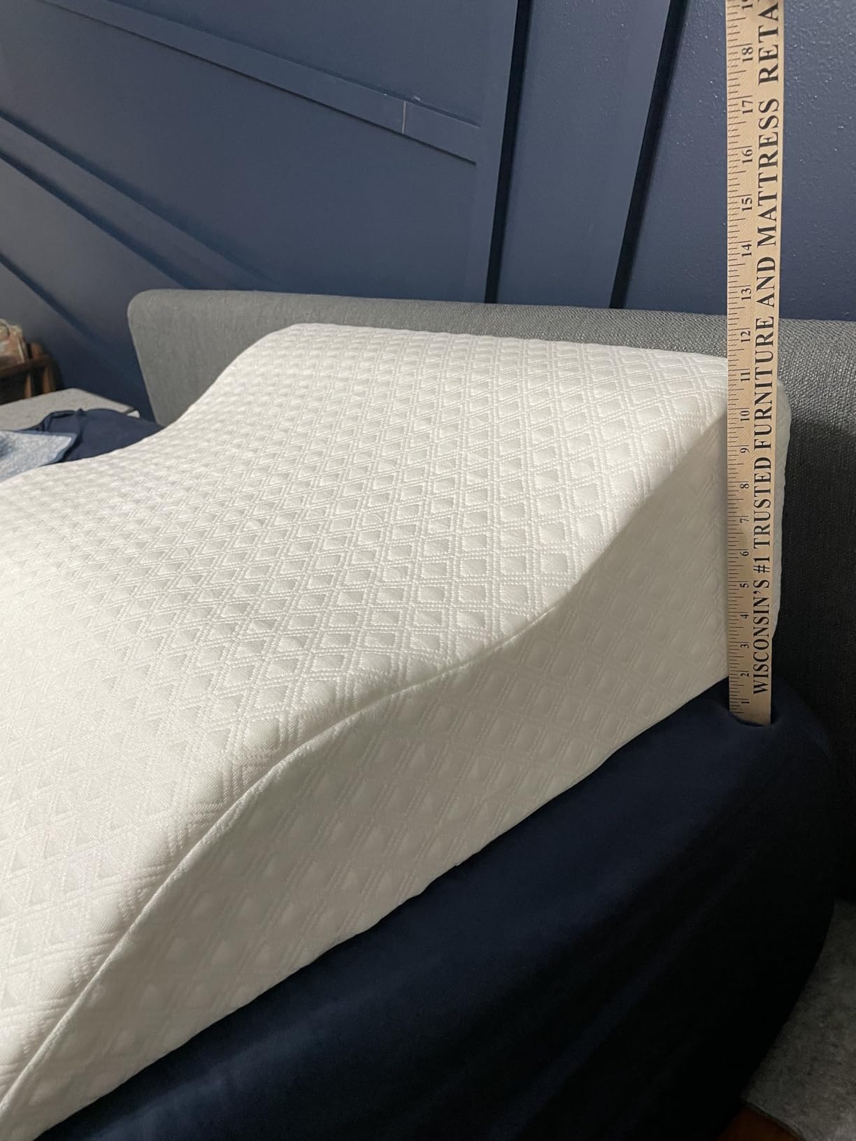 Aeris Wedge Pillow for Sleeping, Acid Reflux, and Snoring - FSA Eligible - Memory Foam Bed Wedge, 19-Degree Incline - Post-Surgery Recovery, Reading, Leg Elevation - Machine-Washable Cover customer photo 2