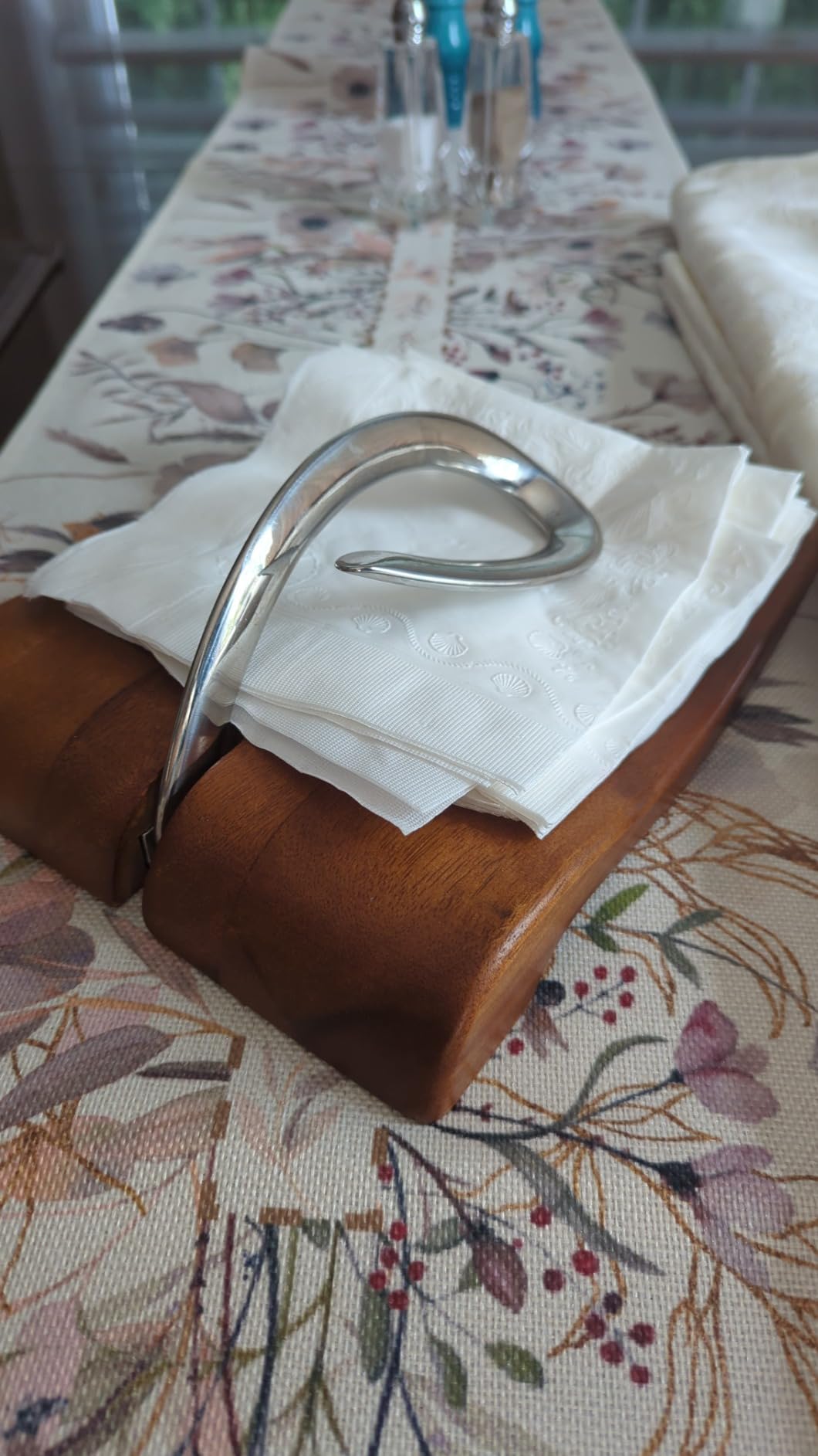 Nambe Breeze Napkin Holder, Acacia Wood and Stainless Steel, Designed by Neil Cohen customer photo 1