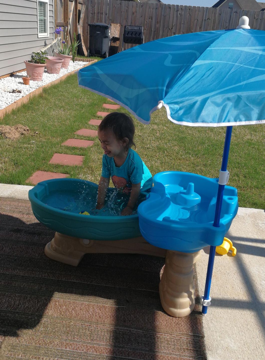 Step 2 Spill & Splash Seaway Water Table for Kids, Two-Tier with Umbrella customer photo 1