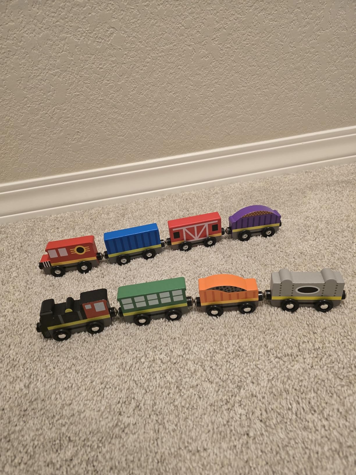 Melissa & Doug Wooden Train Cars, 8-Piece Magnetic Train Set with Toy Storage Tray, Steam Engine, Caboose, Coal & Passenger Cars, Montessori-Inspired Pretend Play Toys for Kids Ages 3+ customer photo 1