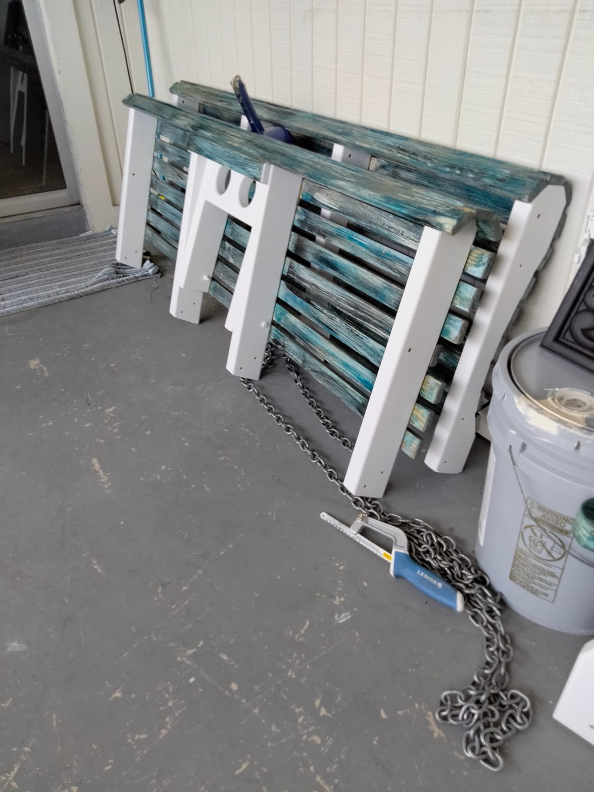 Porchgate Amish Heavy Duty Console Porch Swing with Fold Down Cup Holders in Unfinished - Amish Made in The USA from Treated Pine, Hanging Chains Included customer photo 2
