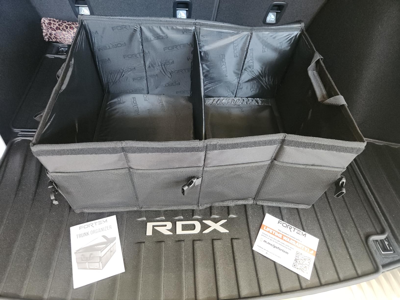 FORTEM Trunk Organizer - Foldable Car Organizer & Storage for SUVs & Trucks | Car Accessories for Men Women, Collapsible Bag, Non Slip Bottom, Straps, Soft Cover, 600D Oxford, Black, 3 Compartments, 50L customer photo 2