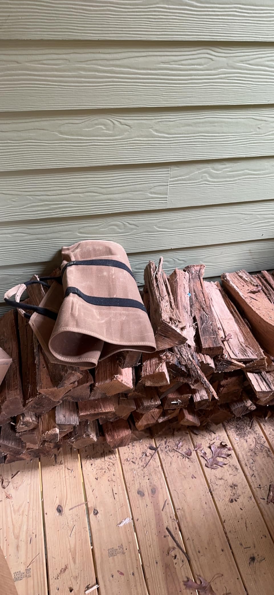 Readywares Firewood Carrier - Camping Waxed Canvas Camping Log Carrier, Tan customer photo 2