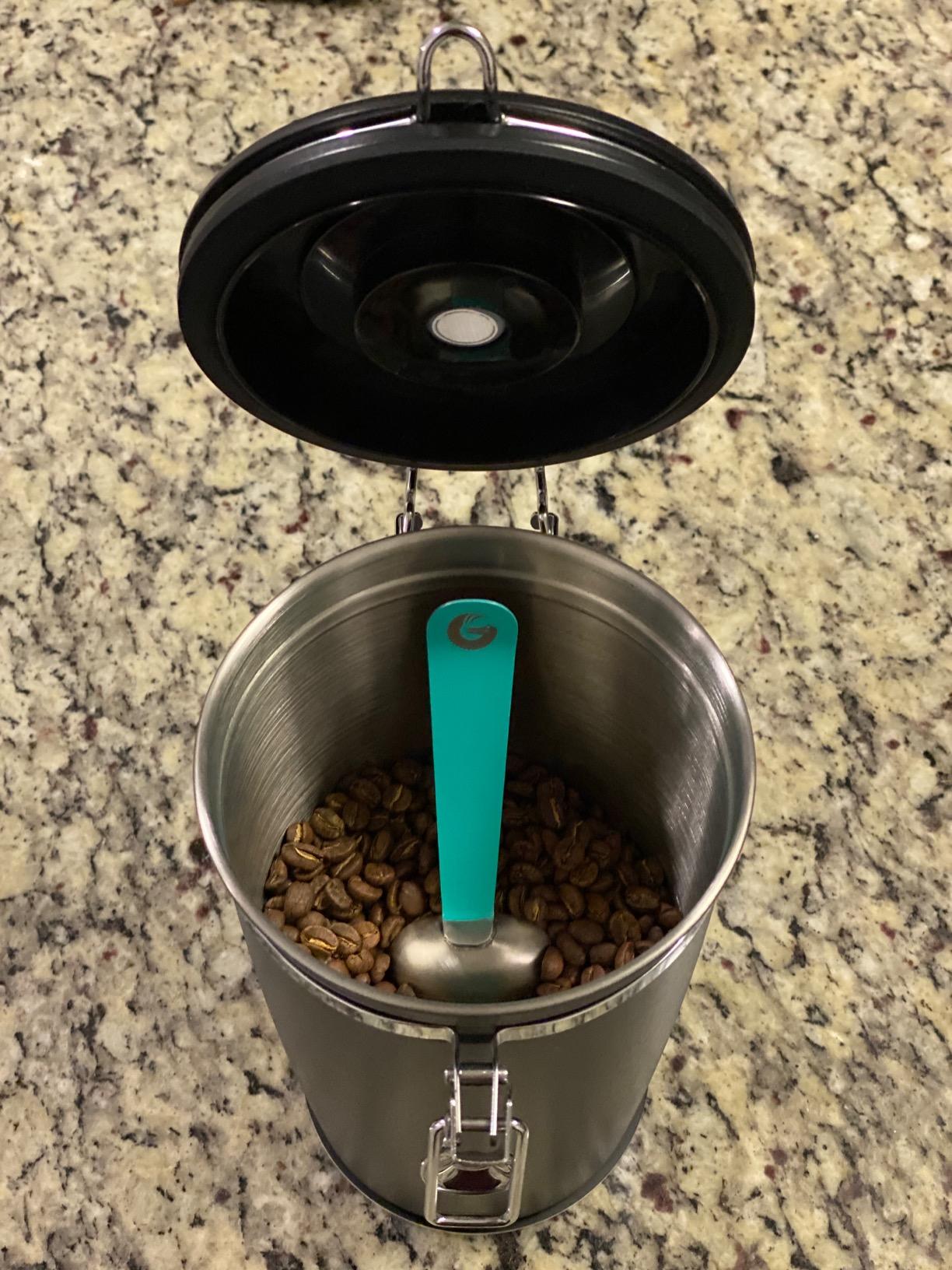 Coffee Gator Coffee Canister, 22oz Airtight Stainless Steel Container | w/ Date Tracker, Scoop, Valve, Kitchen Food Storage Jars for Beans, Ground, Rice, Tea, Sugar, Cookie, Bar Accessories, Silver customer photo 2