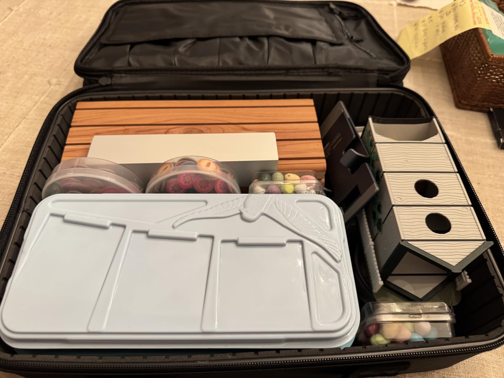 MONSTINA Large Makeup Case, 3 Layers Makeup Bag Cosmetic Organizer Brush Bag Barber Train Case Makeup Artist Box for Hair Curler Hair Straightener Brush Set and Cosmetics customer photo 1