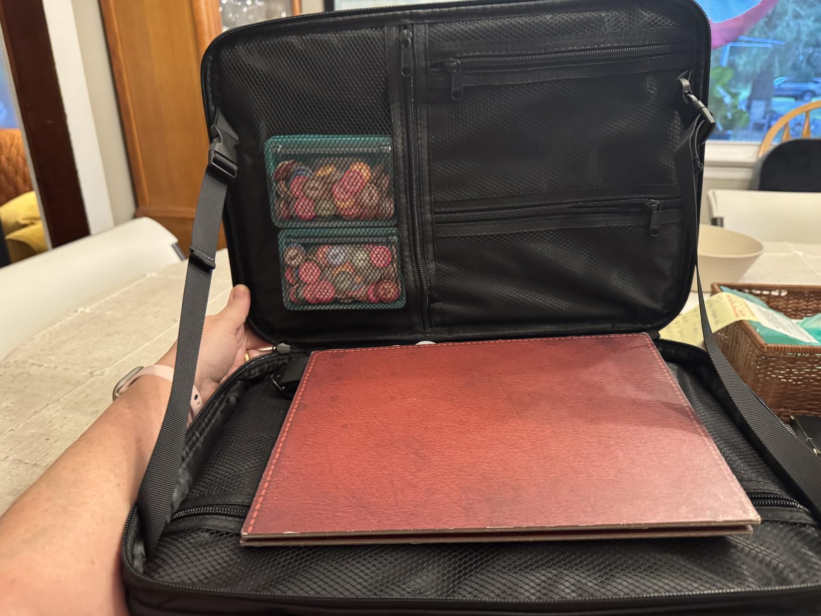 MONSTINA Large Makeup Case, 3 Layers Makeup Bag Cosmetic Organizer Brush Bag Barber Train Case Makeup Artist Box for Hair Curler Hair Straightener Brush Set and Cosmetics customer photo 2