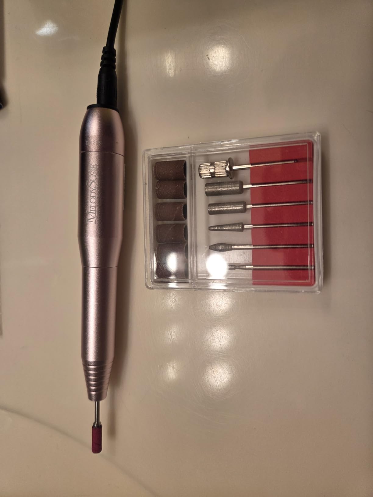 MelodySusie PC120B Pen Nail Drill with Compact AC Adapter Kit | 20000RPM, For cuticle care, shaping, polishing and gel removal in beginner-friendly home routines customer photo 1