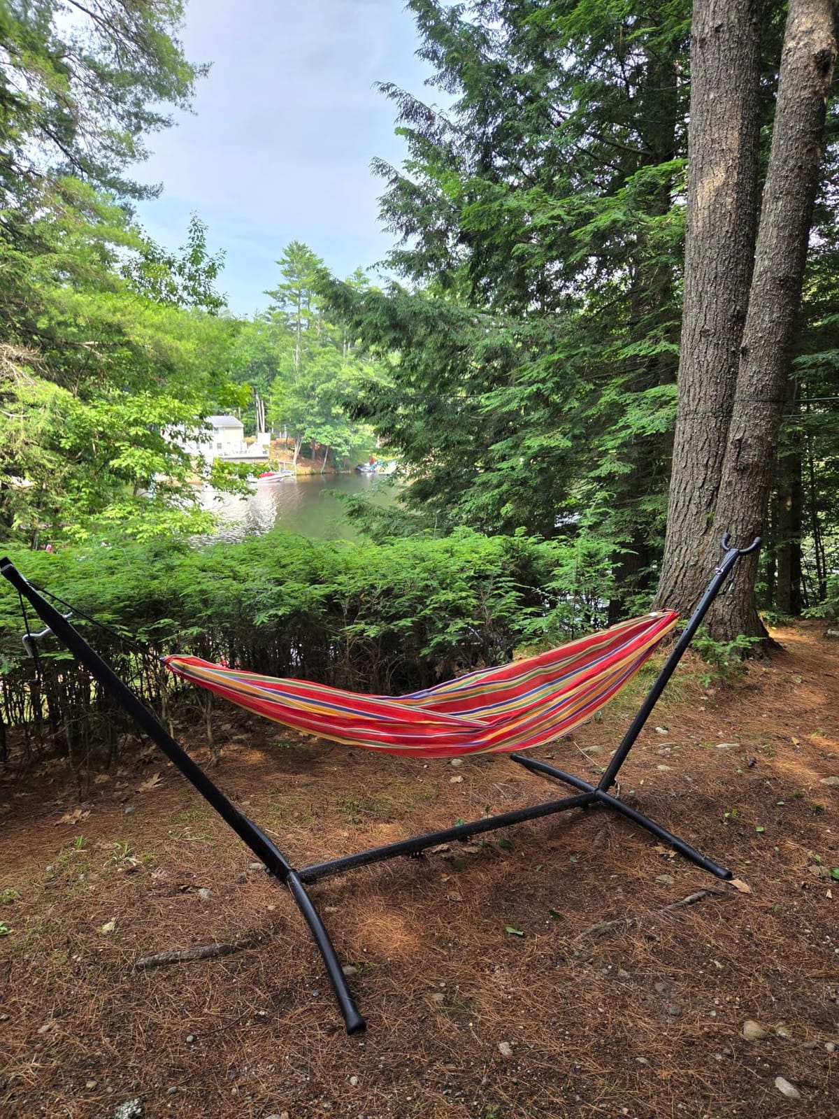FDW Portable Hammock Double Stand | No Hammock | Sturdy Steel Construction | 400lbs Max Load | Height Adjustable | Double Stand for Improved Stability | For Home, Balcony, Porch Swing, Beach customer photo 2