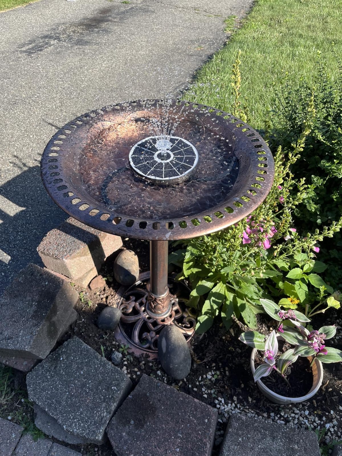 Best Choice Products 28in Pedestal Bird Bath, Vintage Outdoor Resin Accent Decoration w/Fleur-de-Lis Accents - Green customer photo 1