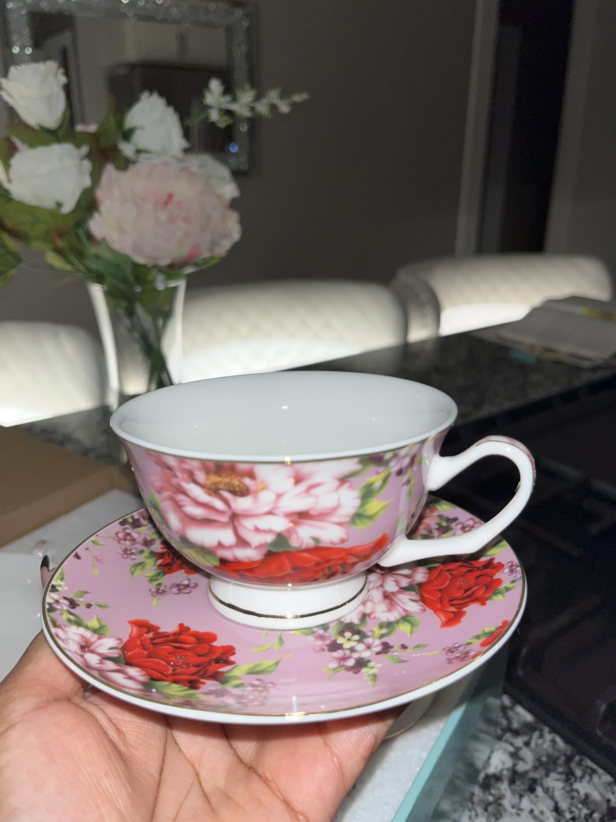 BTaT- Floral Tea Cups and Saucers, 8 oz, Set of 6 customer photo 2