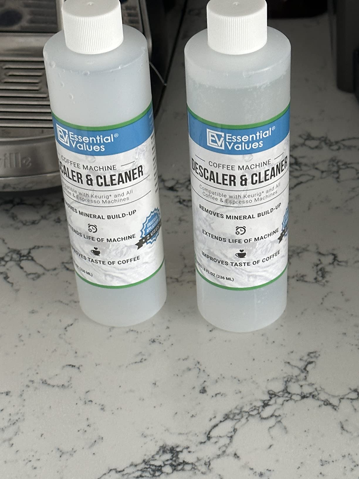 Essential Values Descaler, Universal Descaling Solution, Made in the USA for Delonghi, Keurig, Breville, Nespresso (4 Uses) Coffee Machine Cleaner for all Automatic Coffee Makers & Espresso Machines customer photo 1