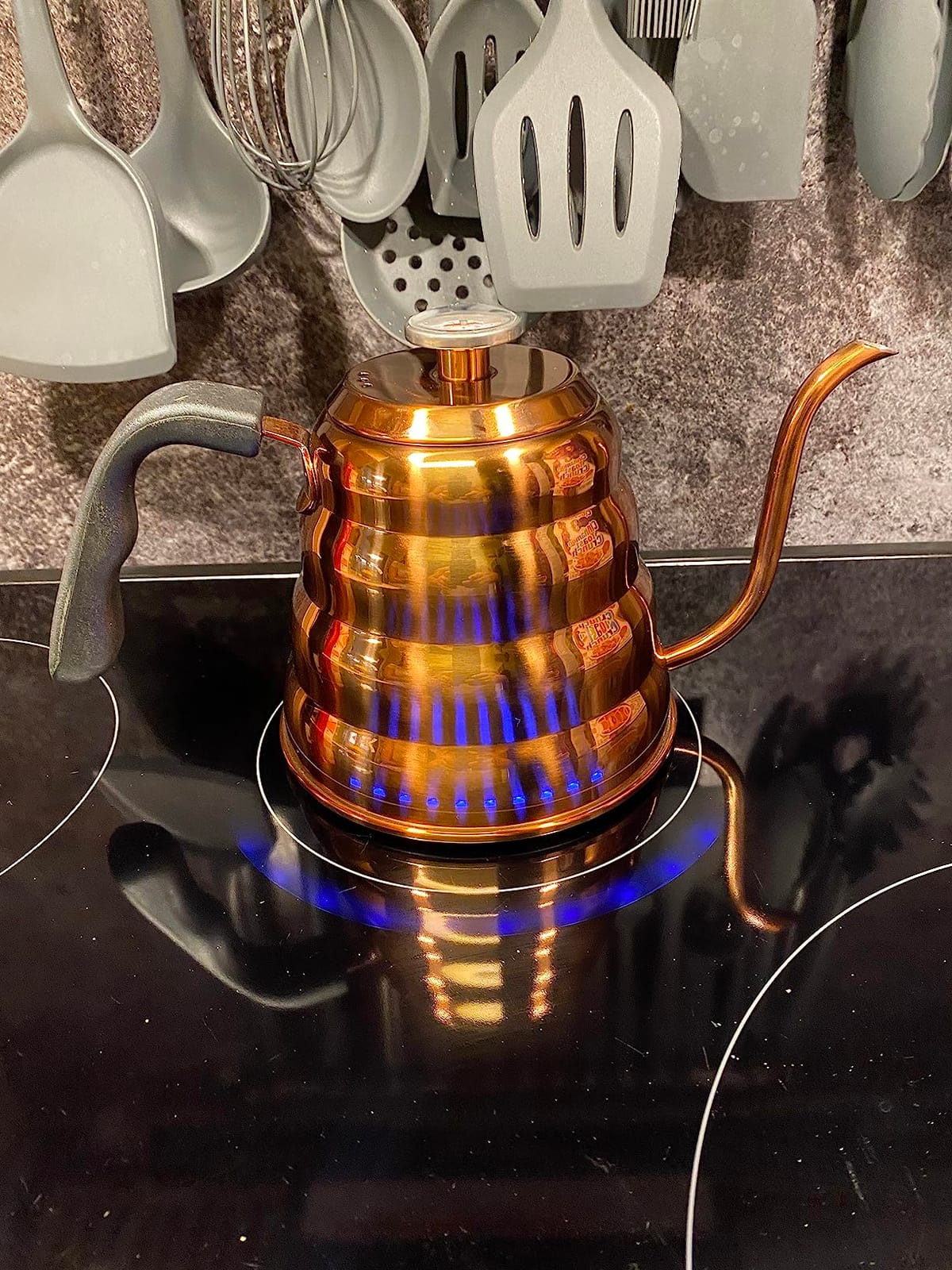 Barista Warrior Gooseneck Kettle with Thermometer - 1.2L Pour Over Coffee & Tea Kettle, 18/8 Stainless Steel Gooseneck Kettle Pot, Precision Pour Drip Spout, Suitable for All-Stoves (40 fl oz) customer photo 1